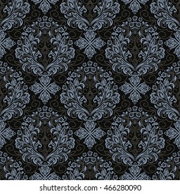 Vector damask seamless pattern background. Classical luxury old fashioned damask ornament, royal victorian seamless texture for wallpapers, textile, wrapping. Exquisite floral baroque template.