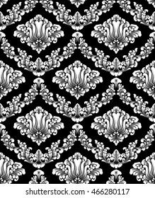 Vector damask seamless pattern background. Classical luxury old fashioned damask ornament, royal victorian seamless texture for wallpapers, textile, wrapping. Exquisite floral baroque template.