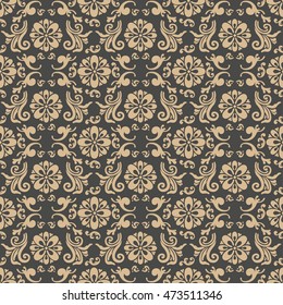 Vector damask seamless pattern background. 