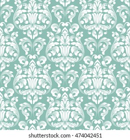 Vector damask seamless pattern background. Classical luxury old fashioned damask ornament, royal victorian seamless texture for wallpapers, textile, wrapping. Exquisite floral baroque template.
