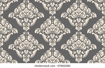 Vector damask seamless pattern background. Classical luxury old fashioned damask ornament, royal victorian seamless texture for wallpapers, textile, wrapping. Exquisite floral baroque template.