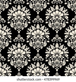 Vector damask seamless pattern background. Classical luxury old fashioned damask ornament, royal victorian seamless texture for wallpapers, textile, wrapping. Exquisite floral baroque template.
