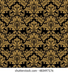 Vector damask seamless pattern background. Classical luxury old fashioned damask ornament, royal victorian seamless texture for wallpapers, textile, wrapping. Exquisite floral baroque template.