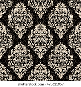 Vector damask seamless pattern background. Classical luxury old fashioned damask ornament, royal victorian seamless texture for wallpapers, textile, wrapping. Exquisite floral baroque template.