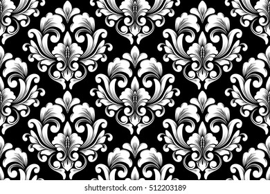 Vector damask seamless pattern background. Classical luxury old fashioned damask ornament, royal victorian seamless texture for wallpapers, textile, wrapping. Exquisite floral baroque template.