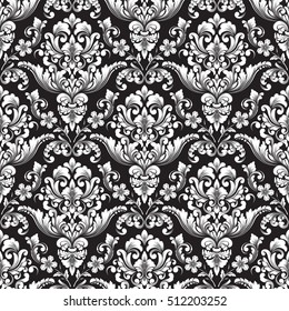 Vector damask seamless pattern background. Classical luxury old fashioned damask ornament, royal victorian seamless texture for wallpapers, textile, wrapping. Exquisite floral baroque template.