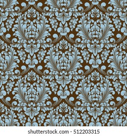 Vector damask seamless pattern background. Classical luxury old fashioned damask ornament, royal victorian seamless texture for wallpapers, textile, wrapping. Exquisite floral baroque template.