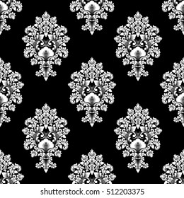 Vector damask seamless pattern background. Classical luxury old fashioned damask ornament, royal victorian seamless texture for wallpapers, textile, wrapping. Exquisite floral baroque template.