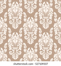 Vector damask seamless pattern background. Classical luxury old fashioned damask ornament, royal victorian seamless texture for wallpapers, textile, wrapping. Exquisite floral baroque template.