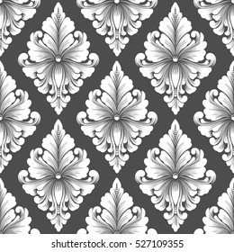 Vector damask seamless pattern background. Classical luxury old fashioned damask ornament, royal victorian seamless texture for wallpapers, textile, wrapping. Exquisite floral baroque template.