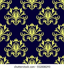 Vector damask seamless pattern background. Elegant luxury texture for wallpapers, backgrounds and page fill. idea for a wallpaper, wrapping paper. pattern of the fabric, yellow and blue ornament