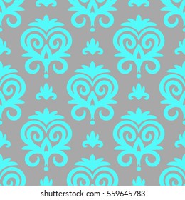 Vector damask seamless pattern background. Elegant luxury texture for wallpapers, backgrounds and page fill. idea for a wallpaper, wrapping paper. pattern of the fabric, turquoise and gray ornament