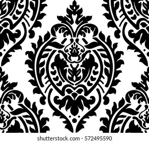 Vector damask seamless pattern background. Classical luxury old fashioned damask ornament, royal victorian seamless texture for wallpapers, textile, wrapping. Exquisite floral baroque template.