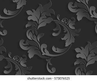 Vector damask seamless pattern background. Elegant luxury texture for wallpapers, backgrounds and page fill. 3D elements with shadows and highlights.