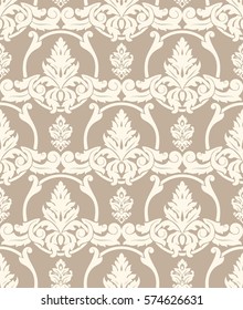 Vector damask seamless pattern background. Classical luxury old fashioned damask ornament, royal victorian seamless texture for wallpapers, textile, wrapping. Exquisite floral baroque template.