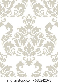 Vector damask seamless pattern background. Classical luxury old fashioned damask ornament, royal victorian seamless texture for wallpapers, textile, wrapping. Exquisite floral baroque template.