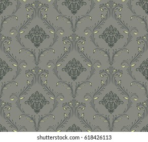 Vector damask seamless pattern background. Classical luxury old fashioned damask ornament, royal victorian seamless texture for wallpapers, textile, wrapping. Exquisite floral baroque template.