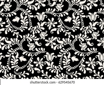 Vector damask seamless pattern background. Elegant luxury texture for wallpapers, backgrounds and page fill.