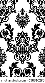 Vector damask seamless pattern background. Classical luxury old fashioned damask ornament, royal victorian seamless texture for wallpapers, textile, wrapping. Exquisite floral baroque template.