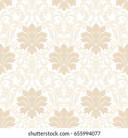 Vector damask seamless pattern background. Classical luxury old fashioned damask ornament, royal victorian seamless texture for wallpapers, textile, wrapping. Exquisite floral baroque template