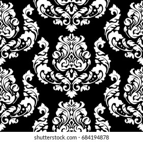 Vector damask seamless pattern background. Classical luxury old fashioned damask ornament, royal victorian seamless texture for wallpapers, textile, wrapping. Exquisite floral baroque template.