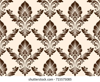Vector damask seamless pattern background. Classical luxury old fashioned damask ornament, royal victorian seamless texture for wallpapers, textile, wrapping. Exquisite floral baroque template