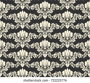 Vector damask seamless pattern background. Classical luxury old fashioned damask ornament, royal victorian seamless texture for wallpapers, textile, wrapping. Exquisite floral baroque template