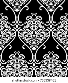 Vector damask seamless pattern background. Classical luxury old fashioned damask ornament, royal victorian seamless texture for wallpapers, textile, wrapping. Exquisite floral baroque template.