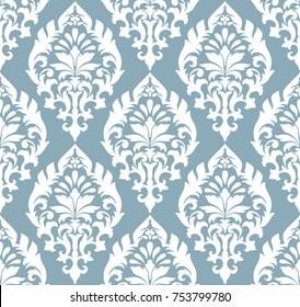 Vector damask seamless pattern background. Classical luxury old fashioned damask ornament, royal victorian seamless texture for wallpapers, textile, wrapping. Exquisite floral baroque template