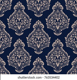 Vector damask seamless pattern background. Classical luxury old fashioned damask ornament, royal victorian seamless texture for wallpapers, textile, wrapping. Exquisite floral baroque template.