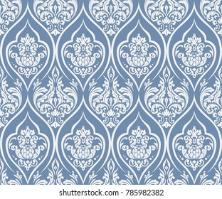 Vector damask seamless pattern background. Classical luxury old fashioned damask ornament, royal victorian seamless texture for wallpapers, textile, wrapping. Exquisite floral baroque template.