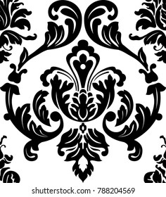 Vector damask seamless pattern background. Classical luxury old fashioned damask ornament, royal victorian seamless texture for wallpapers, textile, wrapping. Exquisite floral baroque template.