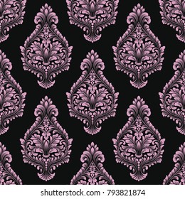 Vector damask seamless pattern background. Classical luxury old fashioned damask ornament, royal victorian seamless texture for wallpapers, textile, wrapping. Exquisite floral baroque template.