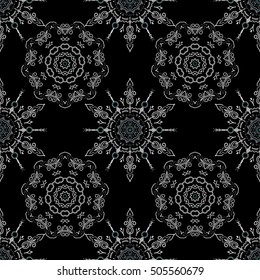 Vector damask seamless pattern. Classical luxury old fashioned damask ornament, royal victorian seamless texture for wallpapers, textile, wrapping. Exquisite floral baroque template in gray colors.