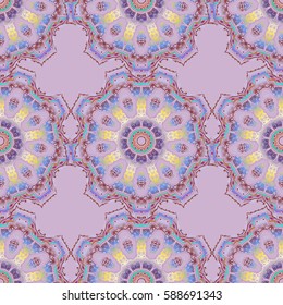 Vector damask seamless pattern. Cute luxury old fashioned damask ornament, royal victorian seamless texture for fabric, textile, wrapping. Exquisite floral baroque template in violet and blue colors.