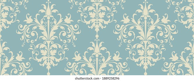 Vector Damask Seamless Pattern. Decorative Luxury Ornament for Victorian, Baroque and Arabic design.