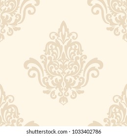 Vector damask seamless pattern element. Classical luxury old fashioned damask ornament, royal victorian seamless texture for wallpapers, textile, wrapping. Exquisite floral baroque template.