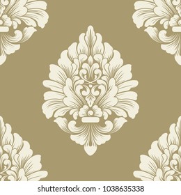 Vector damask seamless pattern element. Classical luxury old fashioned damask ornament, royal victorian seamless texture for wallpapers, textile, wrapping. Exquisite floral baroque template.
