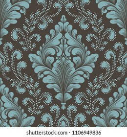Vector damask seamless pattern element. Classical luxury old fashioned damask ornament, royal victorian seamless texture for wallpapers, textile, wrapping. Exquisite floral baroque template.