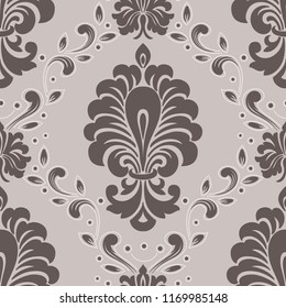 Vector damask seamless pattern element. Classical luxury old fashioned damask ornament, royal victorian seamless texture for wallpapers, textile, wrapping. Exquisite floral baroque template.