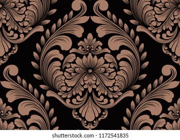 Vector damask seamless pattern element. Classical luxury old fashioned damask ornament, royal victorian seamless texture for wallpapers, textile, wrapping. Exquisite floral baroque template