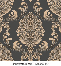 Vector damask seamless pattern element. Classical luxury old fashioned damask ornament, royal victorian seamless texture for wallpapers, textile, wrapping. Exquisite floral baroque template