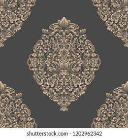 Vector damask seamless pattern element. Classical luxury old fashioned damask ornament, royal victorian seamless texture for wallpapers, textile, wrapping. Exquisite floral baroque template