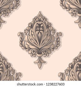 Vector damask seamless pattern element. Classical luxury old fashioned damask ornament, royal victorian seamless texture for wallpapers, textile, wrapping. Exquisite floral baroque template