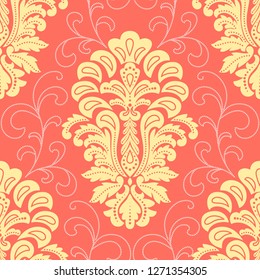 Vector damask seamless pattern element. Classical luxury old fashioned damask ornament, royal victorian seamless texture for wallpapers, textile, wrapping. Exquisite floral baroque template