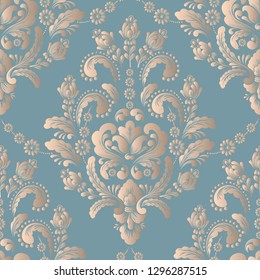 Vector damask seamless pattern element. Classical luxury old fashioned damask ornament, royal victorian seamless texture for wallpapers, textile, wrapping. Exquisite floral baroque template