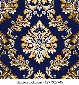 Vector damask seamless pattern element. Classic luxury Baroque ornament, Royal Victorian seamless texture for Wallpaper, textiles, packaging. Exquisite Baroque floral pattern.