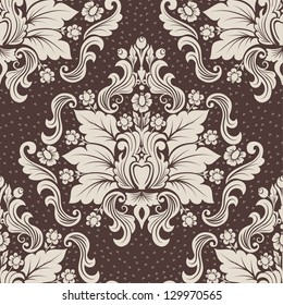 Vector damask seamless pattern element. Classical luxury old fashioned damask ornament, royal victorian seamless texture for wallpapers, textile, wrapping. Exquisite floral baroque template.
