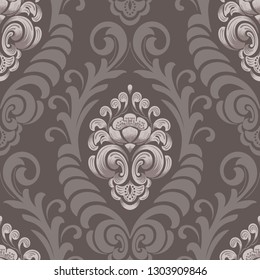 Vector damask seamless pattern element. Classical luxury old fashioned damask ornament, royal victorian seamless texture for wallpapers, textile, wrapping. Exquisite floral baroque template
