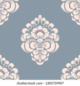 Vector damask seamless pattern element. Classical luxury old fashioned damask ornament, royal victorian seamless texture for wallpapers, textile, wrapping. Exquisite floral baroque template